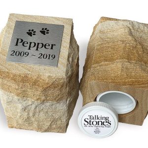 outdoor pet urn rock face sandstone