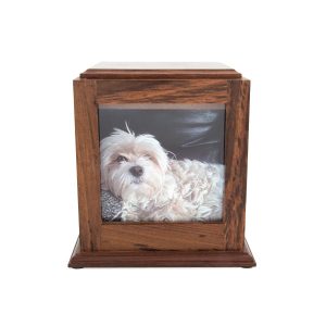 wood photo urn