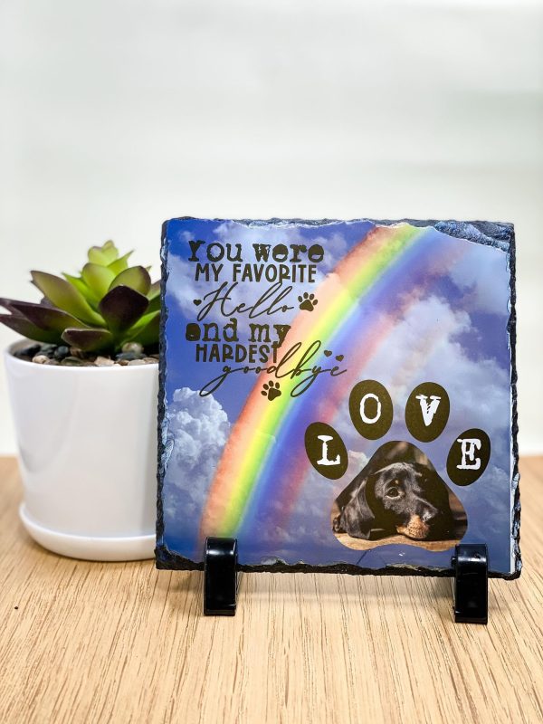 Forever Ours Personalised Slate Rock Materials Blue Rainbow